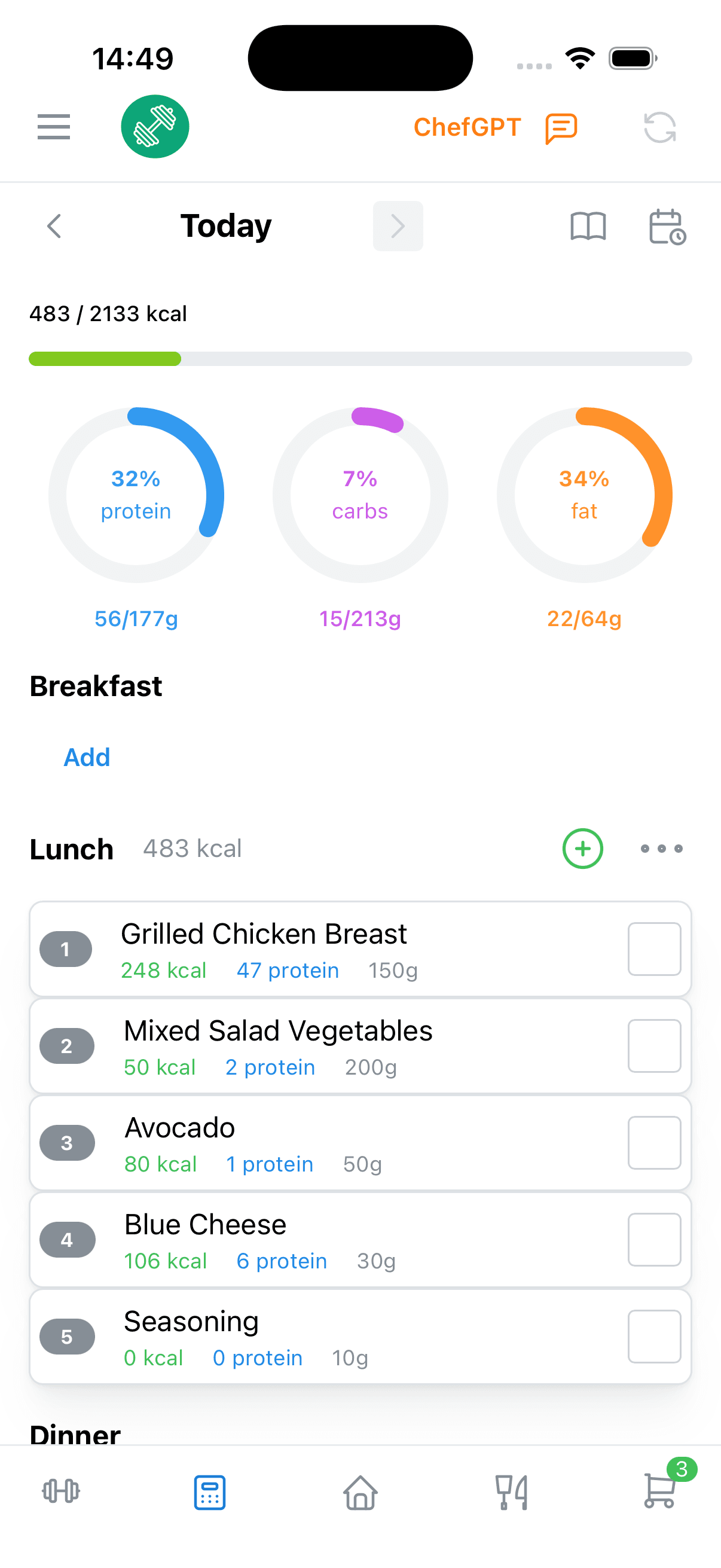 Chewable calorie estimator comparing AI and manual tracking