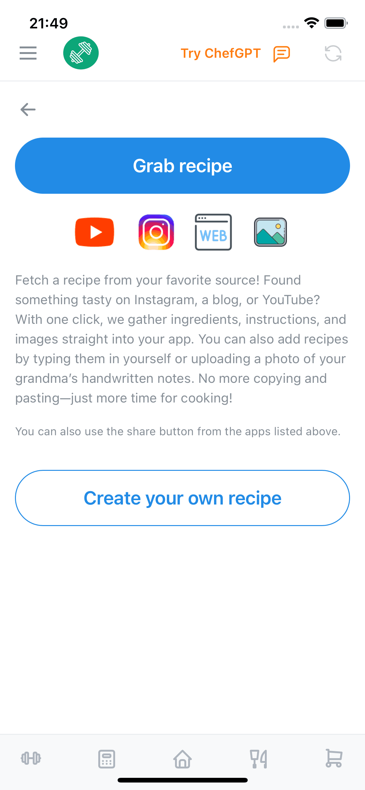 Chewable recipe extraction preview showing structured ingredients